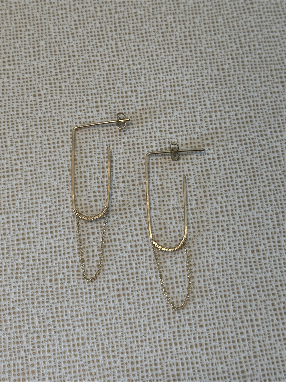 Delicate Gold Dangle Chain Hoop Earrings - Elegant Women’s Jewelry